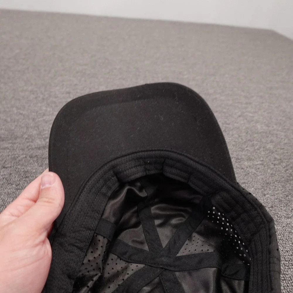 Layer 8 Hat Cap Strap Back Mens One Size Black Running Lightweight Polyester